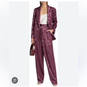 CINQ À SEPT Faye Floral Jacquard Blazer In Dark Fig 4 NWOT